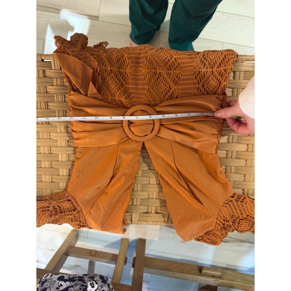 PatBO X Fashionpass Lace Plunge Mini Dress Brown Rust S New Resort Vacay Luxury - Picture 9 of 9